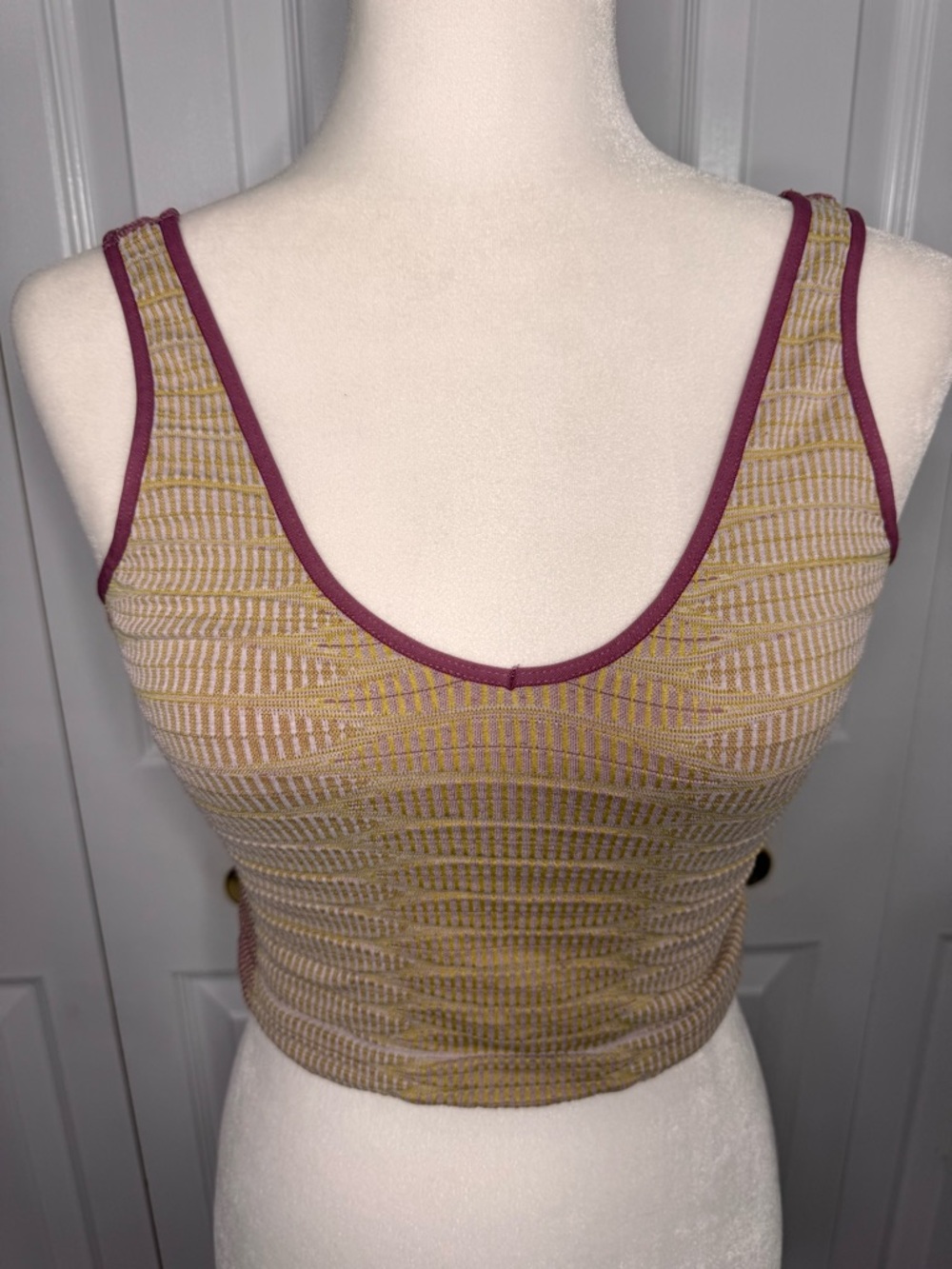 Out From Under for Urban Outfitters Mustard & Berry Trim Ribbed Scoop Crop Tank